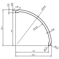 Розсіювач матовий до профілю ЛПУ16 LP led