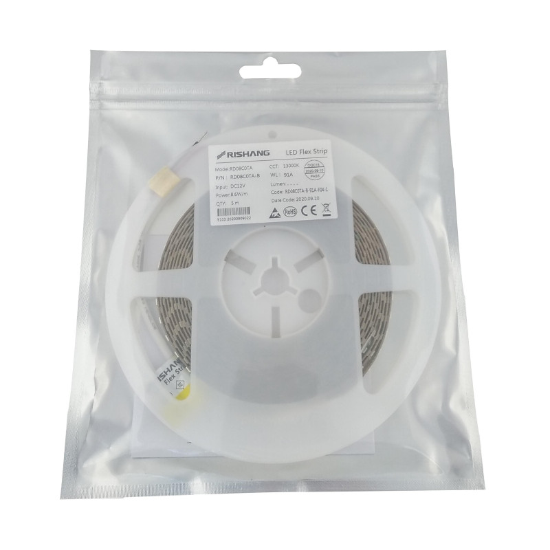 Светодиодная лента 2835-120-IP20-CWb-8-12 RD08C0TA-B 13000K CRI80