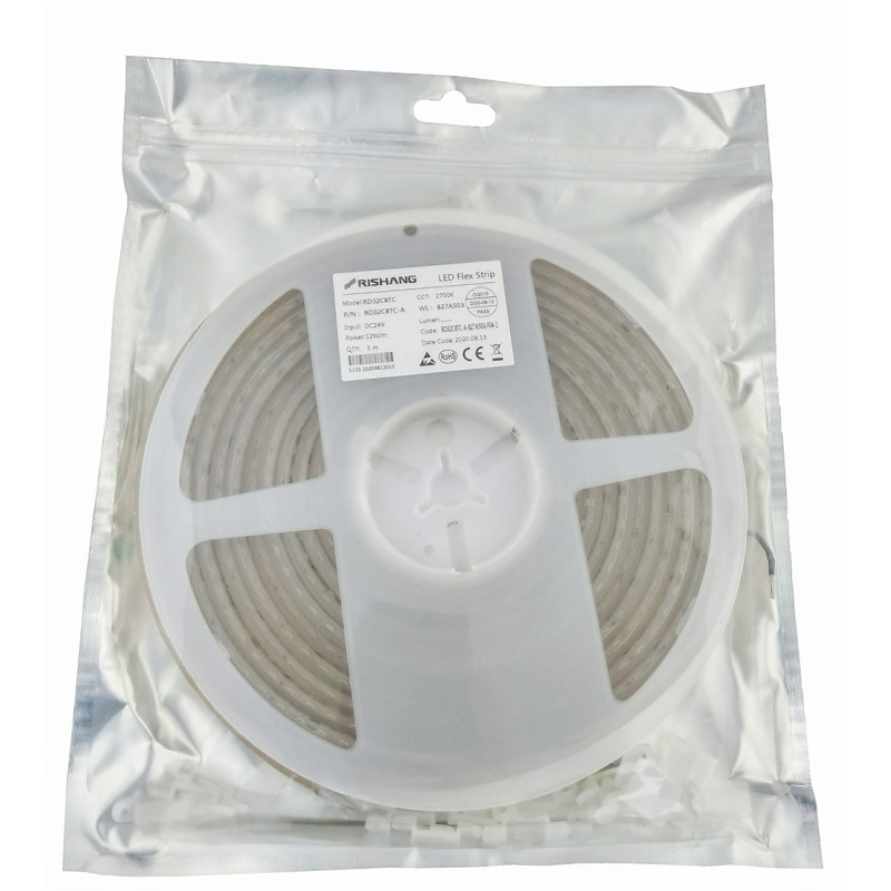 Світлодіодна стрічка 2835-128-IP67-WW-12-24 RD32C8TC-A 2700K CRI80