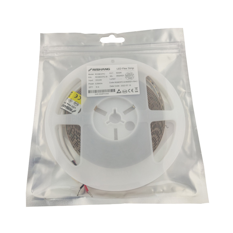 Світлодіодна стрічка 2835-120-IP20-NW-8-24 RD08C0TC-B 5000K CRI80