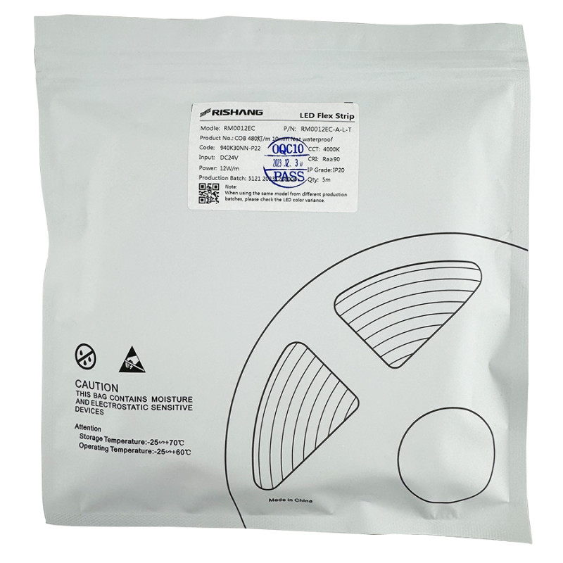 Світлодіодна стрічка COB-480-IP20-NW-10-24 RM0012EC-A-L-T 4000K CRI90