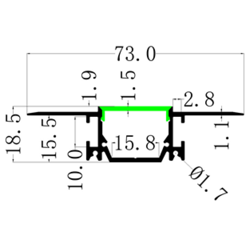LP-SPL082B -1м. ал. профиль (33,0 х18,5 х 73,0 мм)