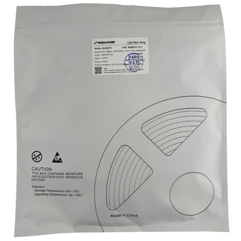 Світлодіодна стрічка 2835-180-IP20-CWd-8-24 RL08J0TC-A-2 6500K CRI90 (10м н.у.)