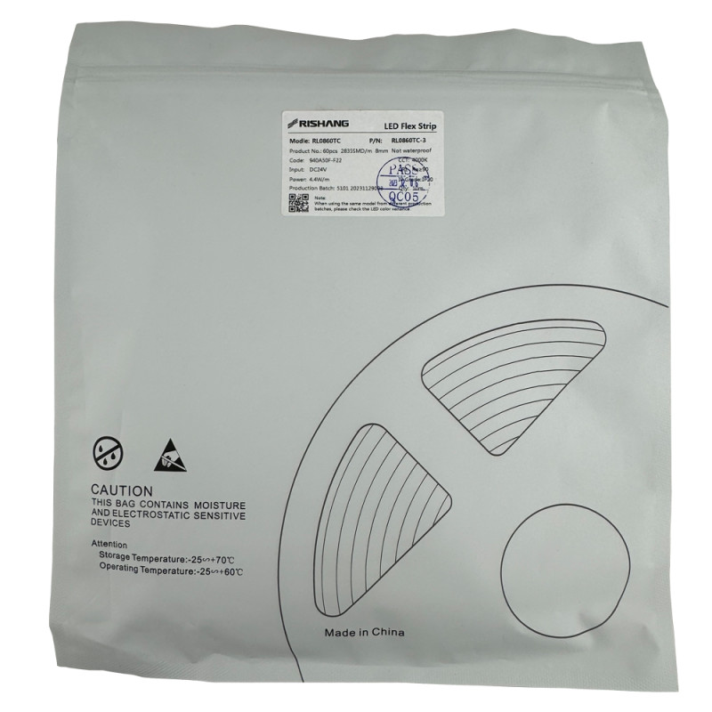 Світлодіодна стрічка 2835-60-IP20-NW-8-24 RL0860TC 4000K CRI90 (10м н.у.)