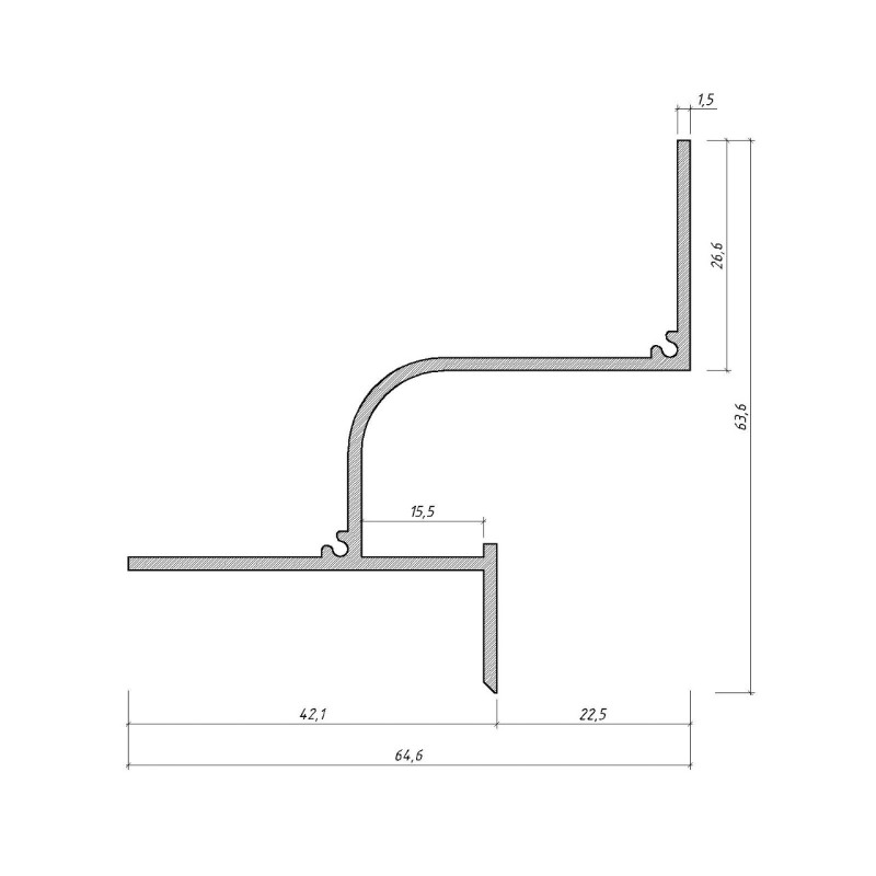 Профіль тіньового шва з LED для стелі 22х36, Аптш 21, 3м.