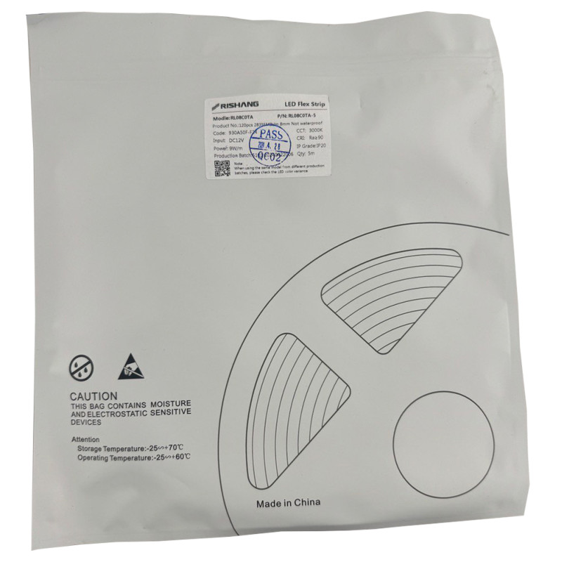Світлодіодна стрічка 2835-120-IP20-WW-8-12 RL08C0TA-5 3000K CRI90