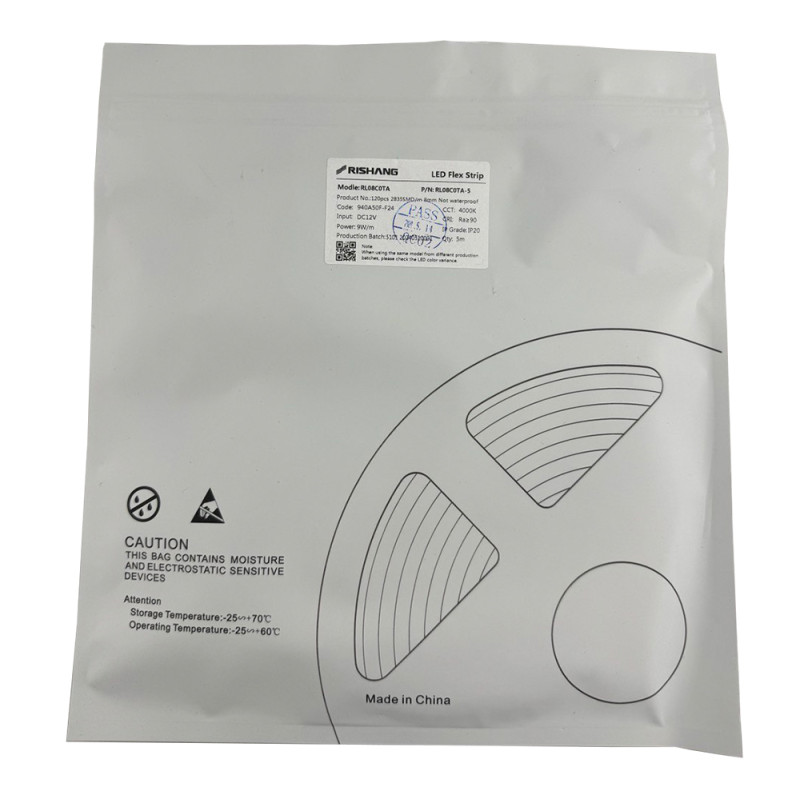 Світлодіодна стрічка 2835-120-IP20-NW-8-12 RL08C0TA-5 4000K CRI90