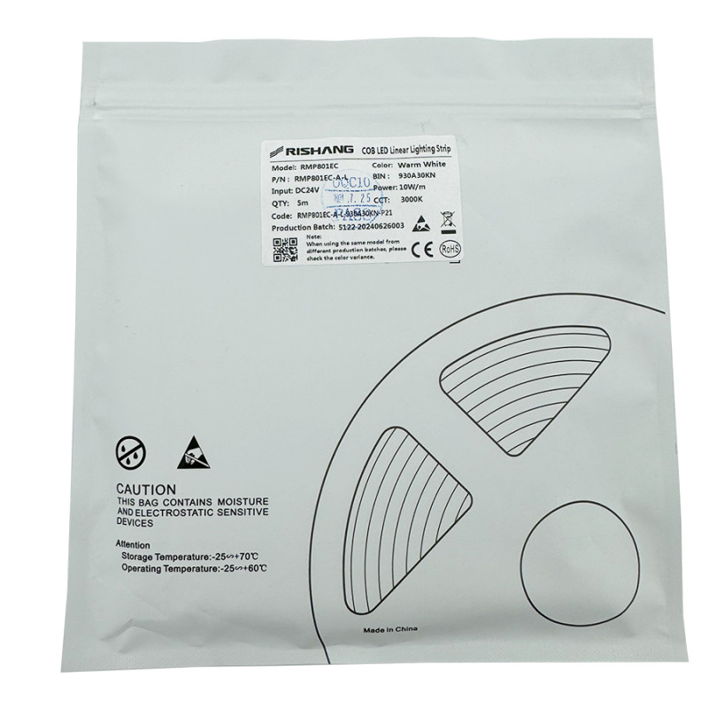 Світлодіодна стрічка COB-320-IP54-WW-8-24 RMP801EC-A-L 3000K CRI90