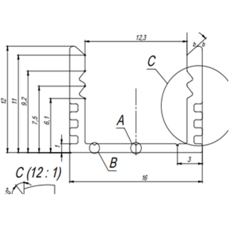 Профіль алюмінієвий SVL_LP12 -1м.  (в ламелях по 2м.)