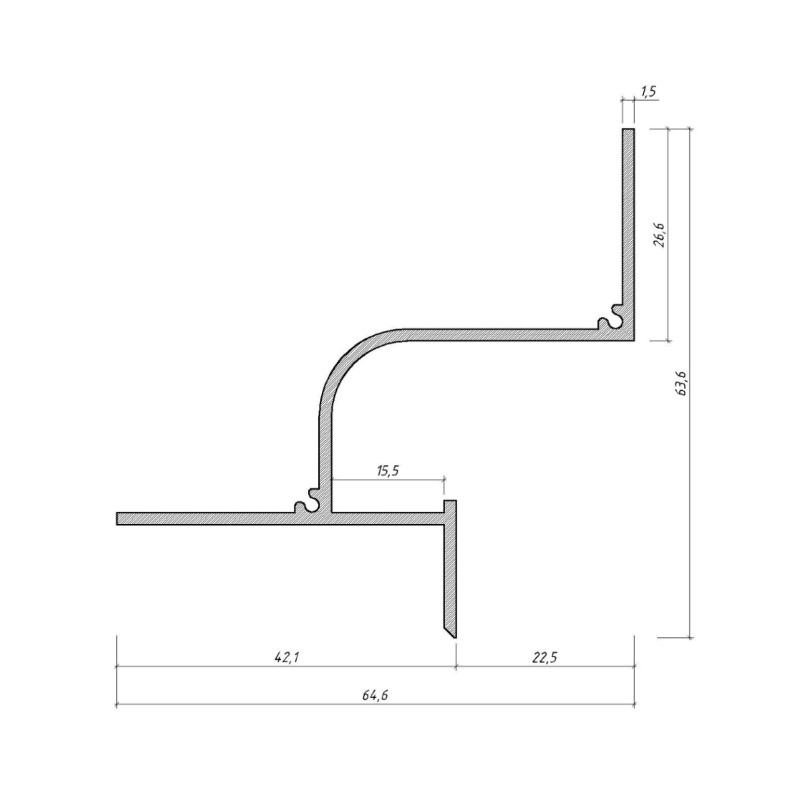 Профіль тіньового шва SAP-3856 неанодований, ламель 3м