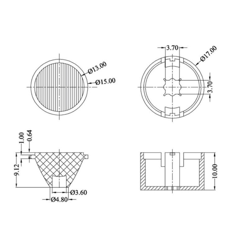 Лінза HX-15P-3060 кут 30х60 град. з білим тримачем 3M-скотч