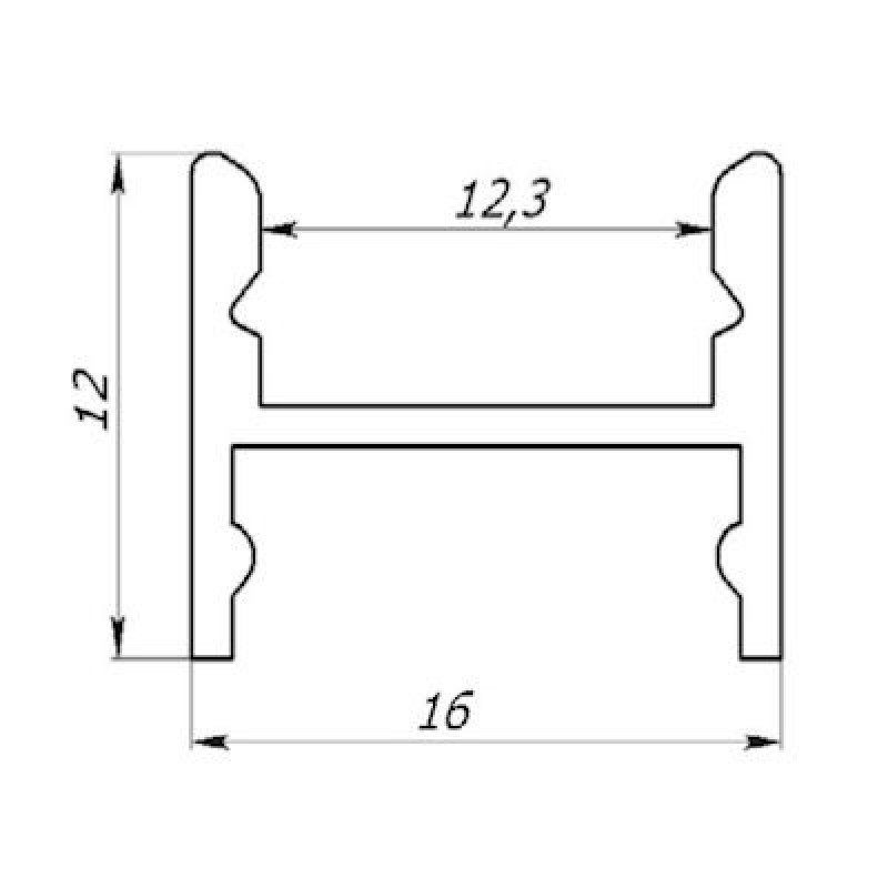 Профіль алюмінієвий накладний ЛПС12 LP