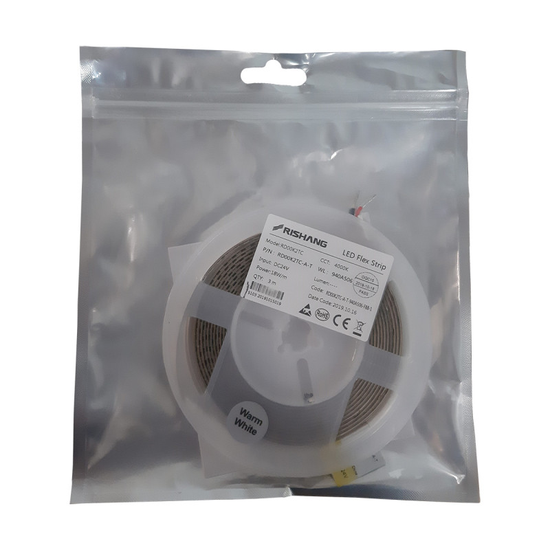 Светодиодная лента 2835-192-IP20-NW-10-24  RD00K2TC-A 4000K CRI90 3м. /у