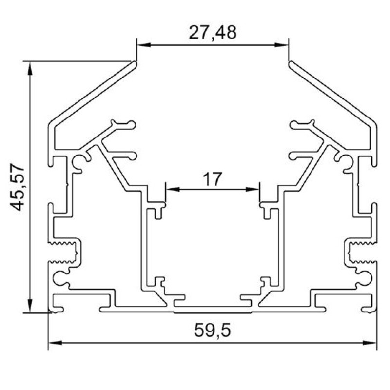 Магнитный трековый шинопровод OLEDIM OL35 48V для натяжного потолка черный (гарпун) 2м