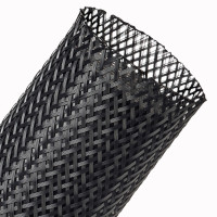 FRN3.00BK - Эластичная Кабельная Оплетка (ПолиЭтиленТерефталат), трудновоспламеняющаяся (FR)-7.62 см