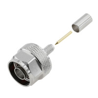 3.04.0255 - N - Разъем N(штекер) male для для RG223, покрытие - золото, потери: ≤0.05 дБ 900 МГц