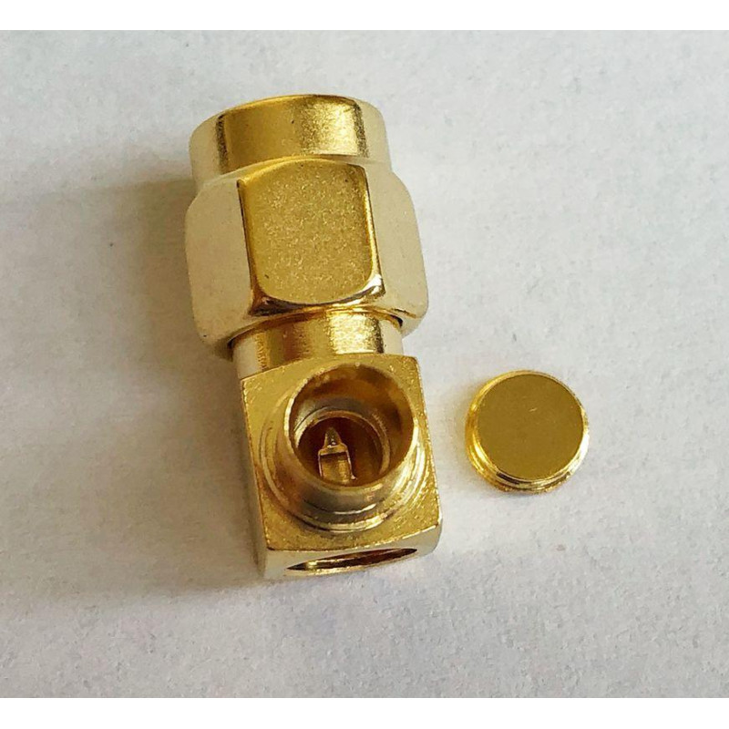 3.01.288 - SMA RA - Разъем угловой SMA (штекер) для коаксиального кабеля RG402, покрытие - золото