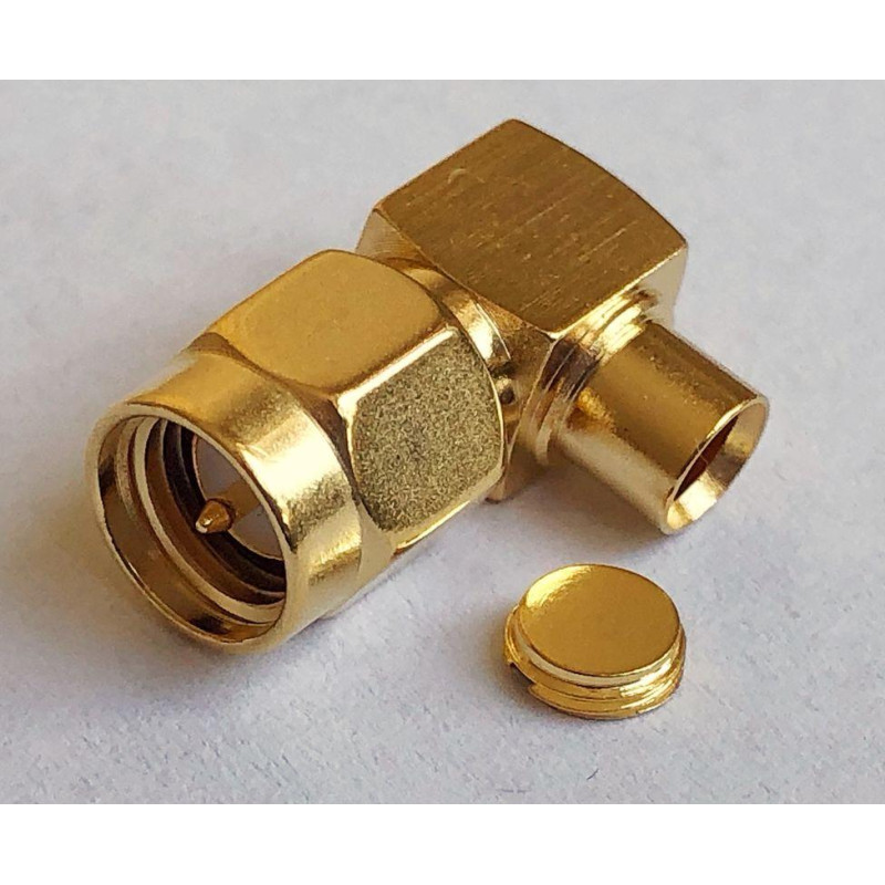 3.01.288 - SMA RA - Разъем угловой SMA (штекер) для коаксиального кабеля RG402, покрытие - золото