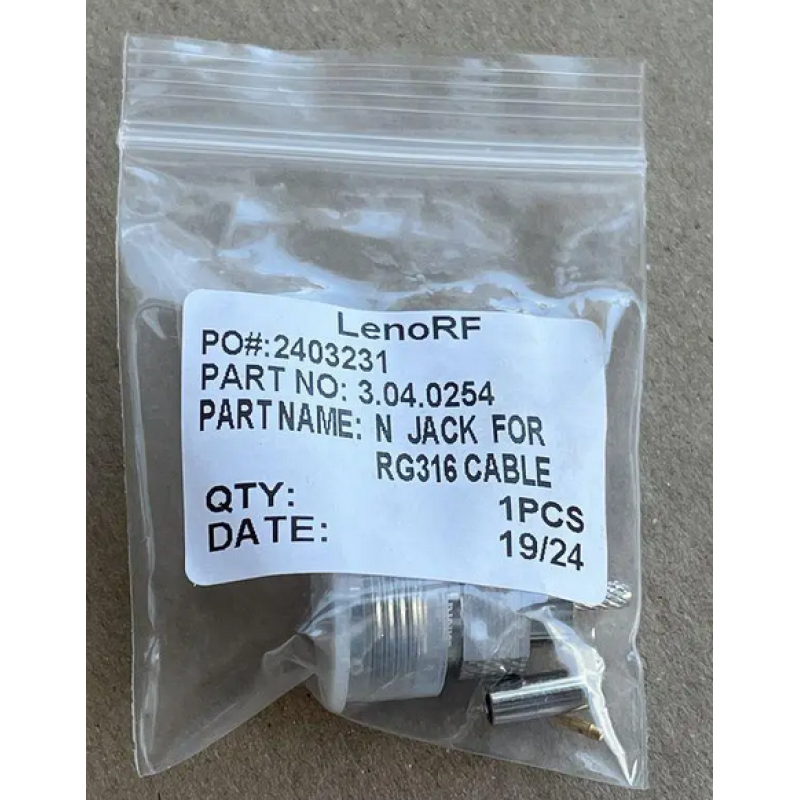 3.04.0254 - N - Разъем N (гнездо) для коаксиального кабеля RG316, покрытие - золото