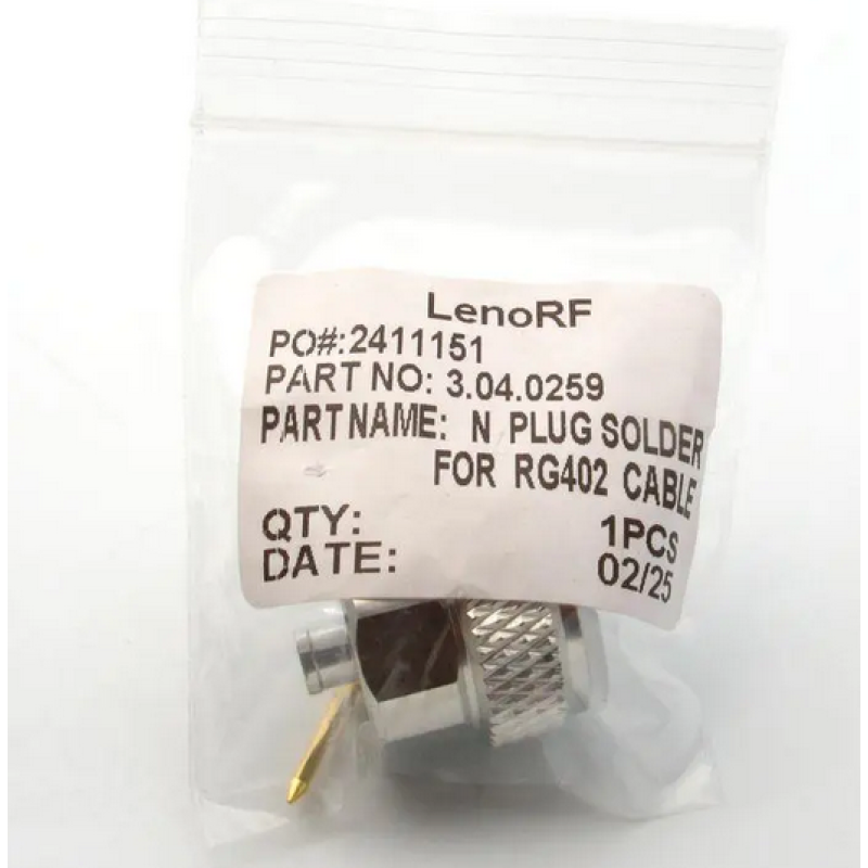 3.04.0259 - N - Разъем N (штекер) для коаксиального кабеля RG402, покрытие - золото