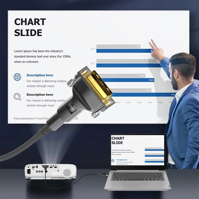 DVI2HDMI-D-FO-4K-20 - Цифровой оптический кабель DVI-D, разрешение 4К 60Hz, DVI