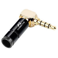 P1015-Black - Jack 3.5 мм штекер на кабель, кутовий, стерео, колір чорний