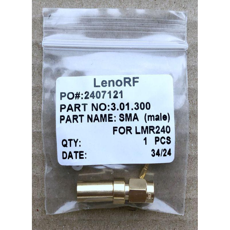 3.01.300 - SMA (штекер) для LMR240 - Коннектор SMA (штекер) для коаксиального кабеля LMR240, Leno RF (КНР)
