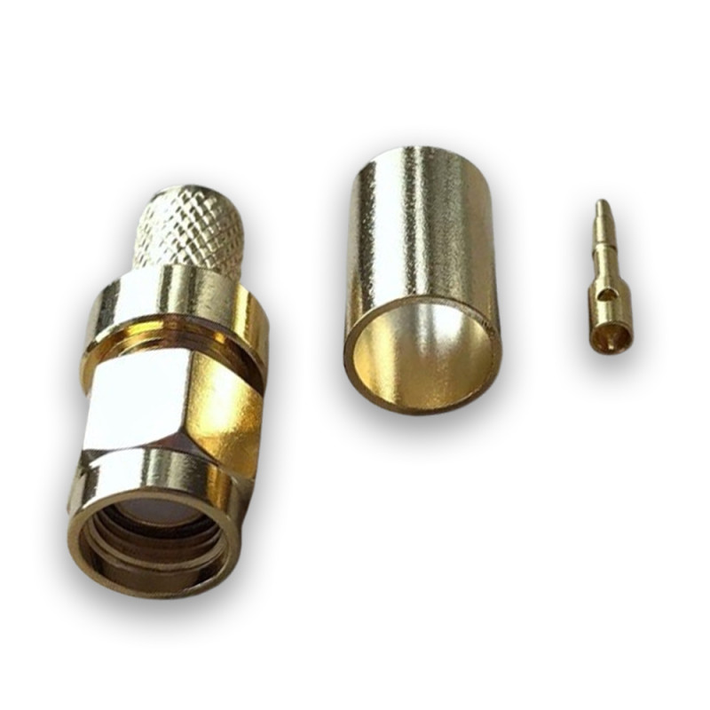 3.01.300 - SMA (штекер) для LMR240 - Коннектор SMA (штекер) для коаксиального кабеля LMR240, Leno RF (КНР)