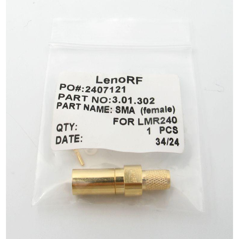 3.01.302 - SMA (female) для LMR240 - Коннектор SMA (гнездо) для коаксиального кабеля LMR240, Leno RF (КНР)