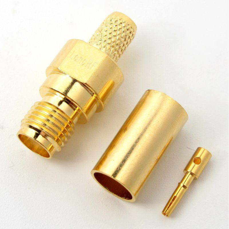 3.01.305 - SMA (гнездо) для RG58 - Коннектор SMA (гнездо) для коаксиального кабеля RG58, Leno RF (КНР)