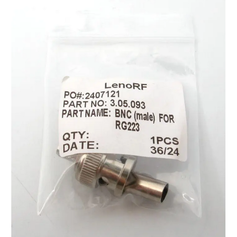 3.05.093 - BNC(male) for RG223 - Коннектор BNC (штекер) для коаксиального кабеля RG223, Leno RF (КНР)