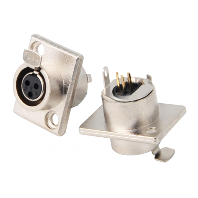 SA107-3P - Панельний роз'єм mini XLR гніздо 3 кон., панельний фланець 2-отв., MOCO (КНР)