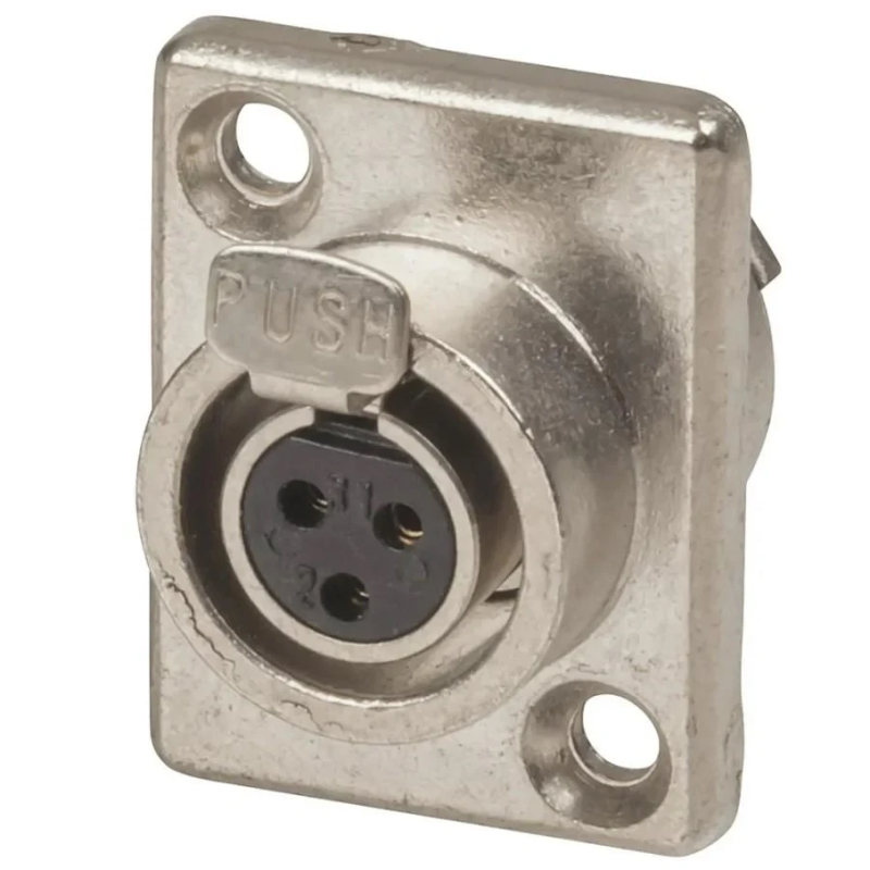 SA107-3P - Панельний роз'єм mini XLR гніздо 3 кон., панельний фланець 2-отв., MOCO (КНР)