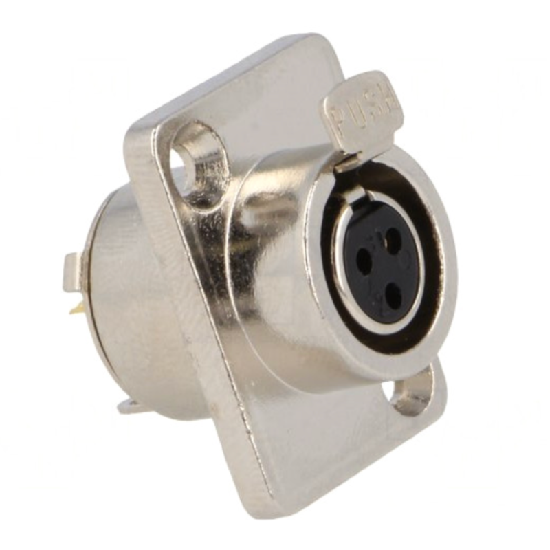 SA107-3P - Панельний роз'єм mini XLR гніздо 3 кон., панельний фланець 2-отв., MOCO (КНР)