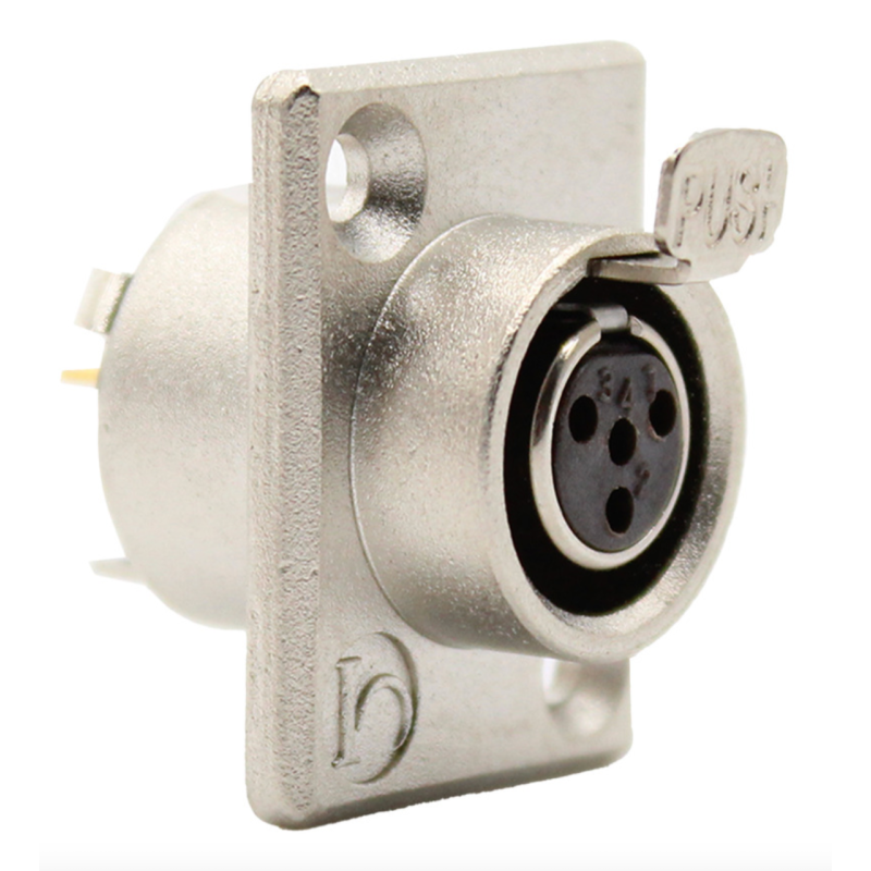 SA107-4P - Панельний роз'єм mini XLR гніздо 4 кон., панельний фланець 2-отв., MOCO (КНР)