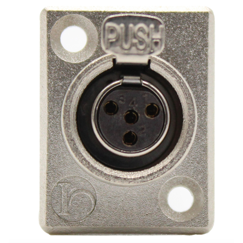 SA107-4P - Панельний роз'єм mini XLR гніздо 4 кон., панельний фланець 2-отв., MOCO (КНР)