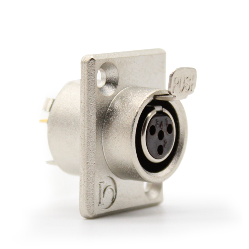 SA107-4P - Панельний роз'єм mini XLR гніздо 4 кон., панельний фланець 2-отв., MOCO (КНР)