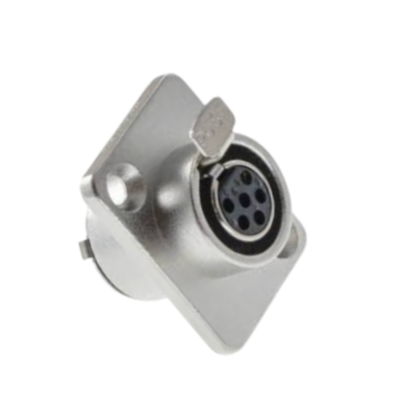 SA107-6P - Панельний роз'єм mini XLR гніздо 6 кон., панельний фланець 2-отв., MOCO (КНР)