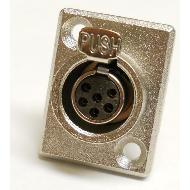 SA107-6P - Панельний роз'єм mini XLR гніздо 6 кон., панельний фланець 2-отв., MOCO (КНР)