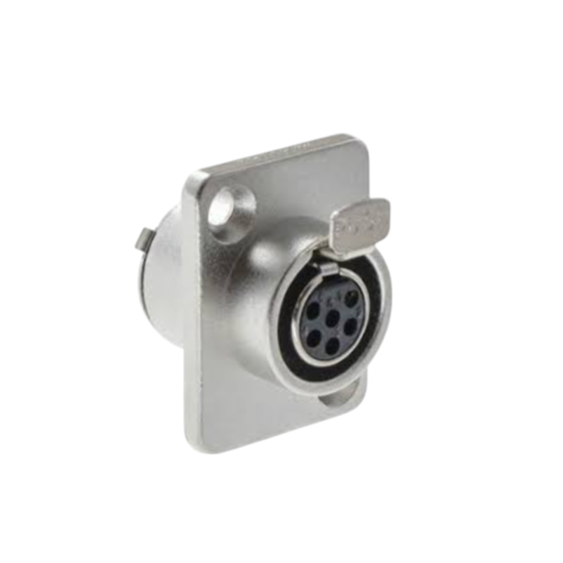 SA107-6P - Панельний роз'єм mini XLR гніздо 6 кон., панельний фланець 2-отв., MOCO (КНР)