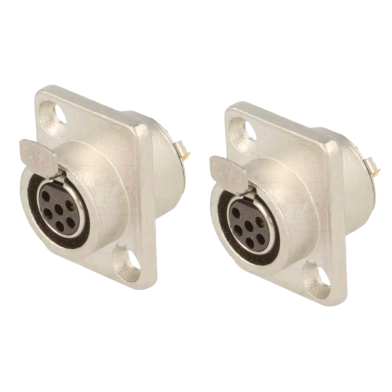 SA107-6P - Панельний роз'єм mini XLR гніздо 6 кон., панельний фланець 2-отв., MOCO (КНР)