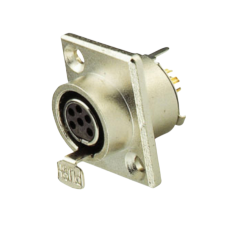 SA107-6P - Панельний роз'єм mini XLR гніздо 6 кон., панельний фланець 2-отв., MOCO (КНР)