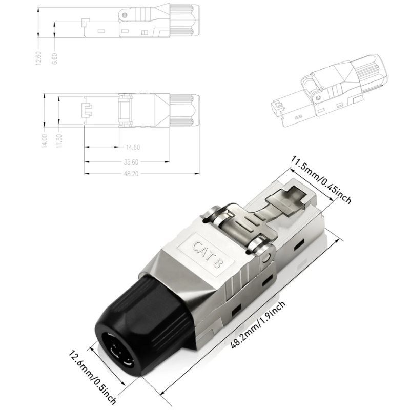 RJ45-ZTM-CAT8-SFTP-BK - Разъем RJ45 8P8C штекер для витой пары Cat8