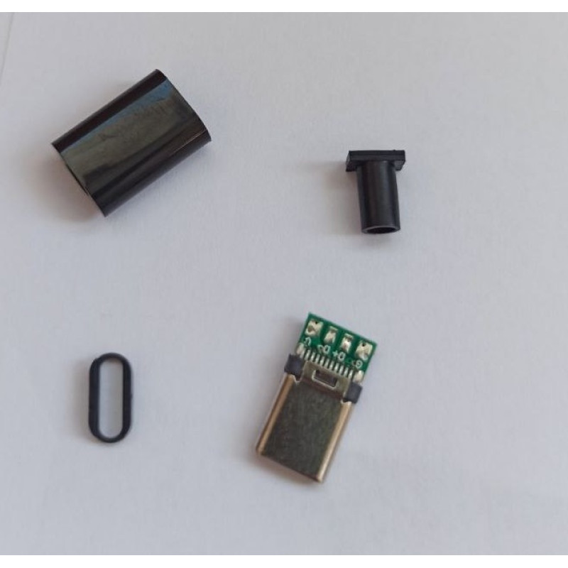 USB-CM02 - Разъем USB кабельный, штекер тип C, 4 контакта покрытие позолота 24К