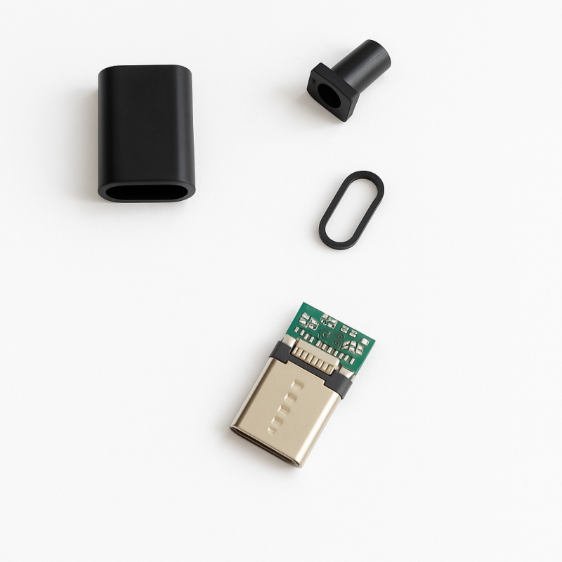 USB-CM02 - Разъем USB кабельный, штекер тип C, 4 контакта покрытие позолота 24К