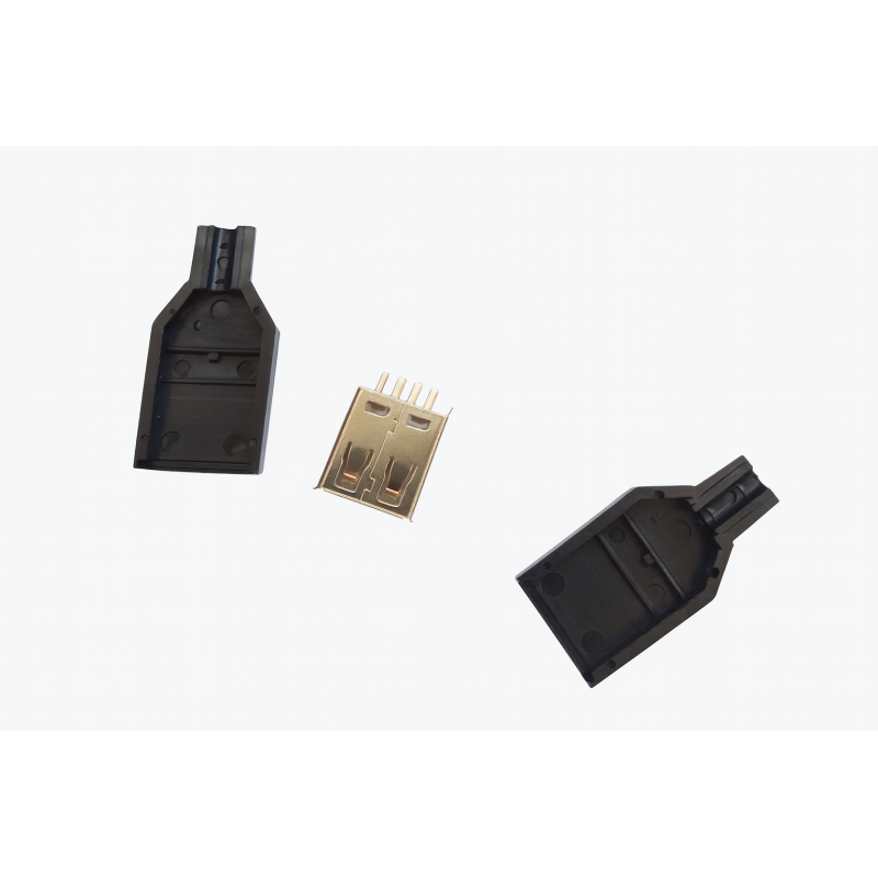 USB-AF - Разъём USB кабельный, гнездо тип A, 4 контакта покрытие позолота 24К