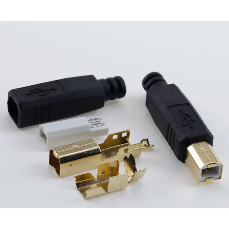 USB-BM - Разъем USB кабельный, штекер тип B,, 4 контакта покрытие позолота 24К