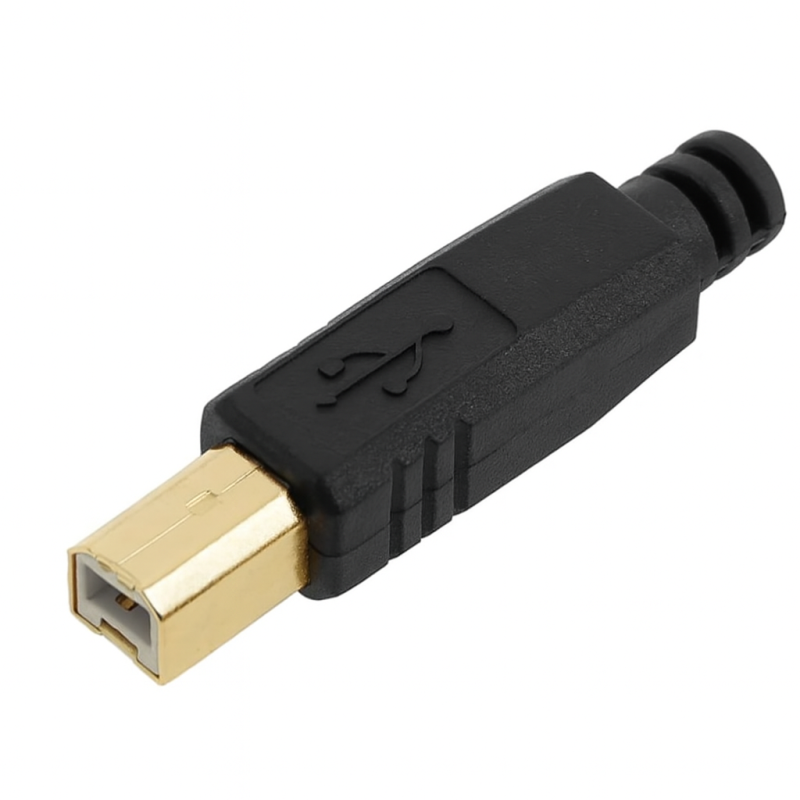 USB-BM - Разъем USB кабельный, штекер тип B,, 4 контакта покрытие позолота 24К