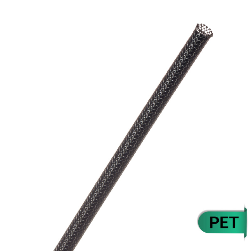 PET-004-BK - Кабельне обплетення з поліестеру, розмір 4мм, колір – чорний, котушка 500м