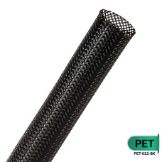 PET-022-BK - Кабельная оплетка из полиэстера, размер 22мм, цвет – черный, катушка 250м